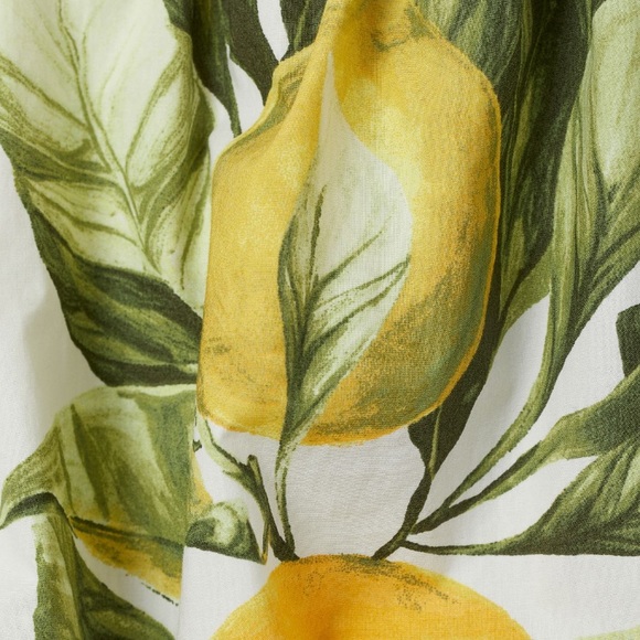 ❌SOLD❌ Puff-sleeved Cotton Lemon-print Top Sz S - Picture 5 of 7